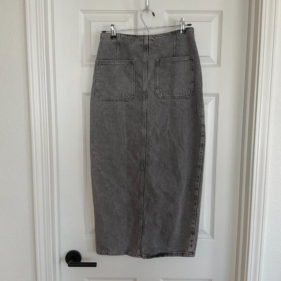 [⭐ PRICE FIRM] ZARA Denim Crossover Midi Skirt in Dark Gray Z1975 Medium M - Picture 8 of 16